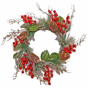 Silver Sparkle & Red Berry wreath 35cm