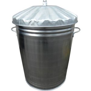 Galvanised Metal Dustbin with Lid